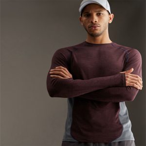 Burgundy Contrast Panel Long Sleeve tee